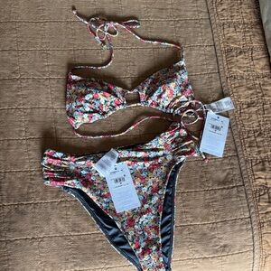 O'Neill Floral Bikini Set - Red and Yellow
